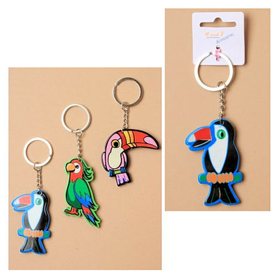 toucan and parrot key ring