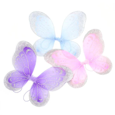 Assorted Colour Silver & Glitter Fairy Wings (6)