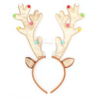 Gold glitter Reindeer Antler and Pom Pom Aliceband (12)