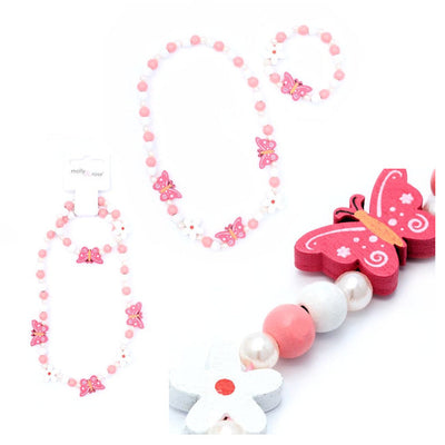 Children's Butterfly Beaded Necklace And Bracelet Set (12)