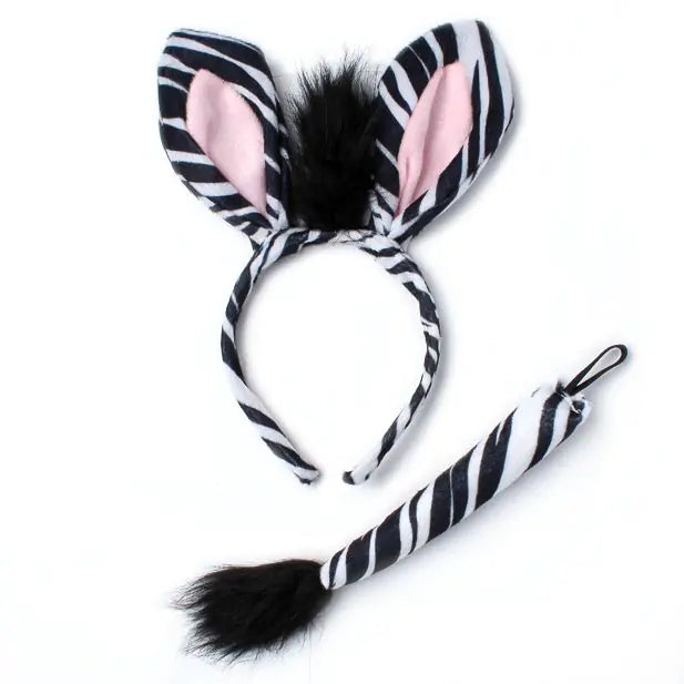 Zebra Ear Head Band & Tail Set (6)