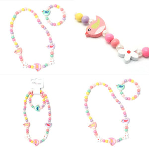 Wooden Bird Necklace & Bracelet Set (12)