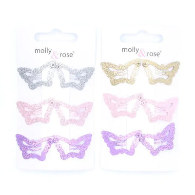 6pc Glitter Butterfly Hair Clip Set (12)