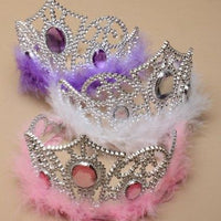 Silver Plastic Tiara with Feather Trim (12)