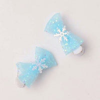 2pc Blue Frozen Snowflake Glitter Bow Clips (12)