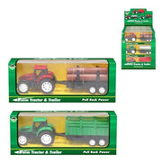 Pull-back Action Farm Tractor & Trailer Set (12)