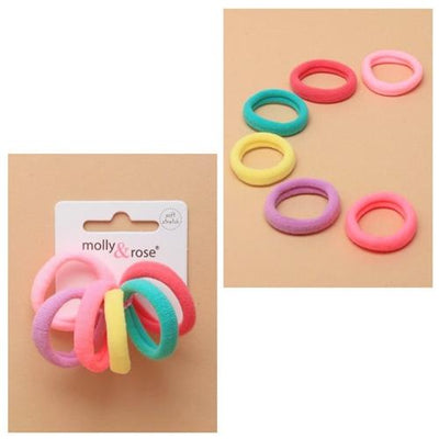 6pc Coloured Small Jersey Hair Elastic Set (12)