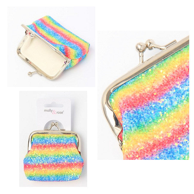Rainbow Sequin Glitter Purse with Ball Clasp 12 Wilsons Toys