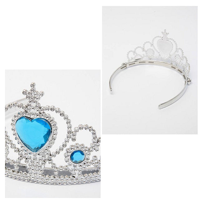 Tiara with Frozen Ice Blue Centre Coloured Heart Stone (12)