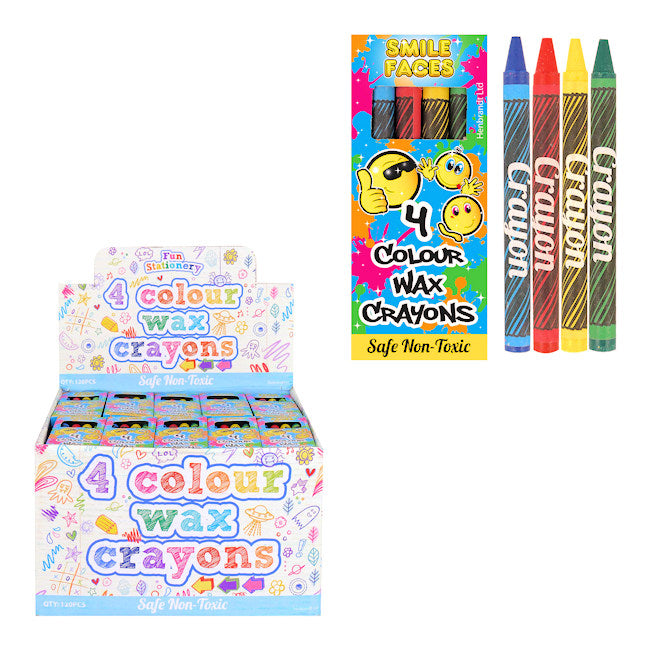 4pc Smiley Wax Crayon Set (120)